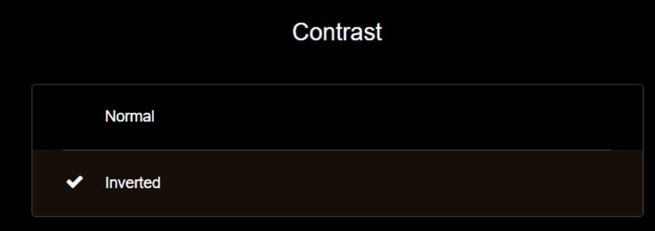 A screenshot of the inversion contrast option within Inspera.