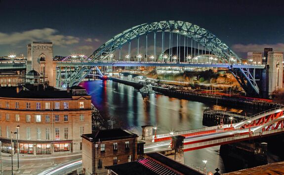 Newcastle skyline at night