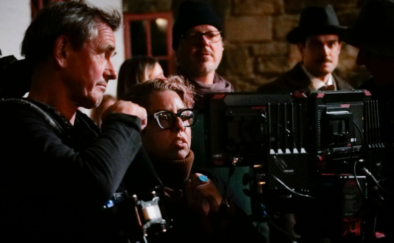 Tina behind the camera on set