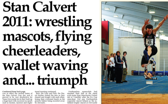 Newspaper headline reading 