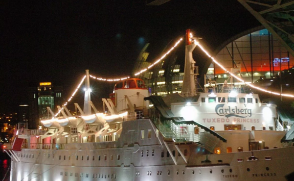 The Tuxedo Princess moored on the River Tyne