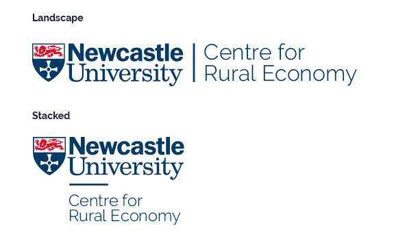 Examples of logo lockups including landscape version and stacked.