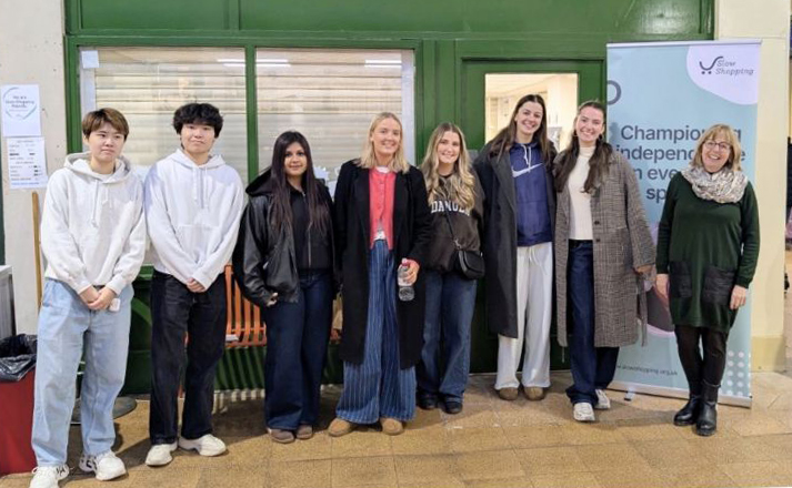 Marketing students with Slow Shopping founder Katherine Vero at Newcastle’s Grainger Market.