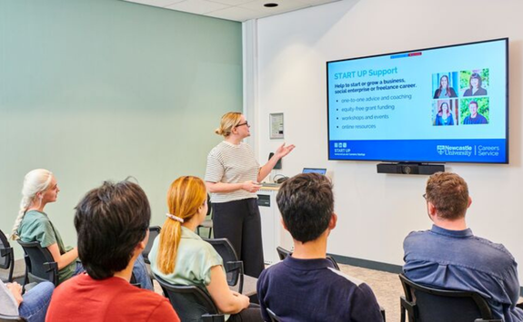 Students during a start up workshop