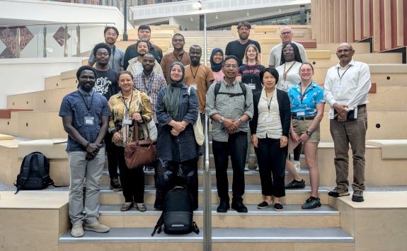 Attendees from the Science for Engagement Conference 2025 pose for a group photo at Newcastle University
