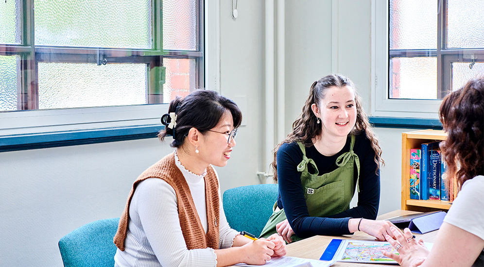 Two students working together