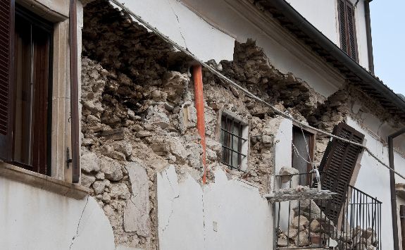 A building damaged from an earthquake