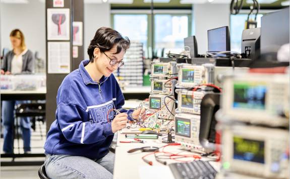 A student working in a lab