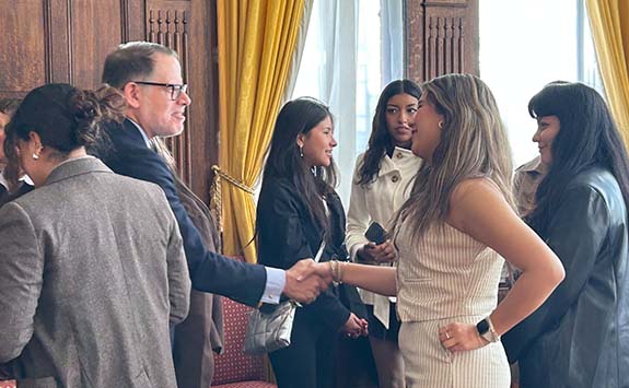 A Peruvian delegation including the Peruvian ambassador meet representatives from Newcastle University.
