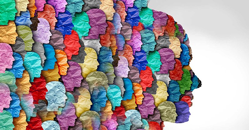 a face collage of many colourful faces