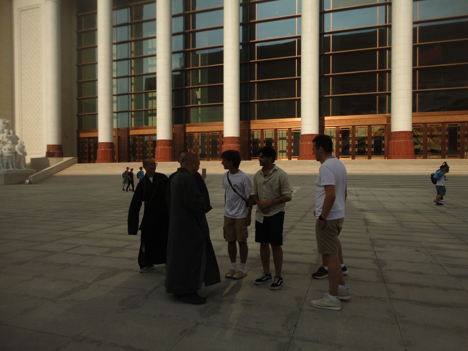 Students standing outside Law building