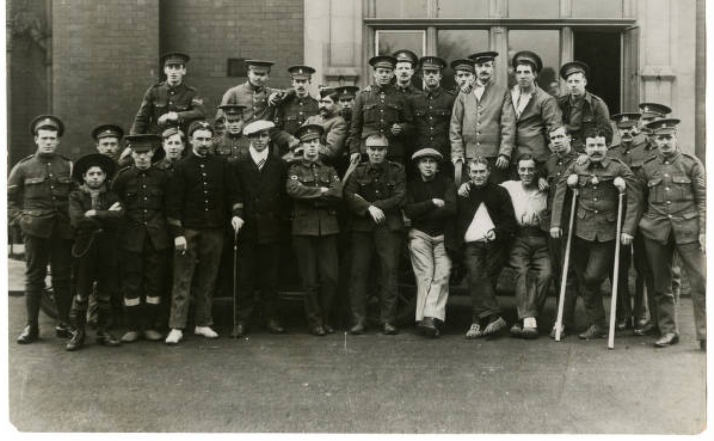 Soldiers outside the Armstrong Building