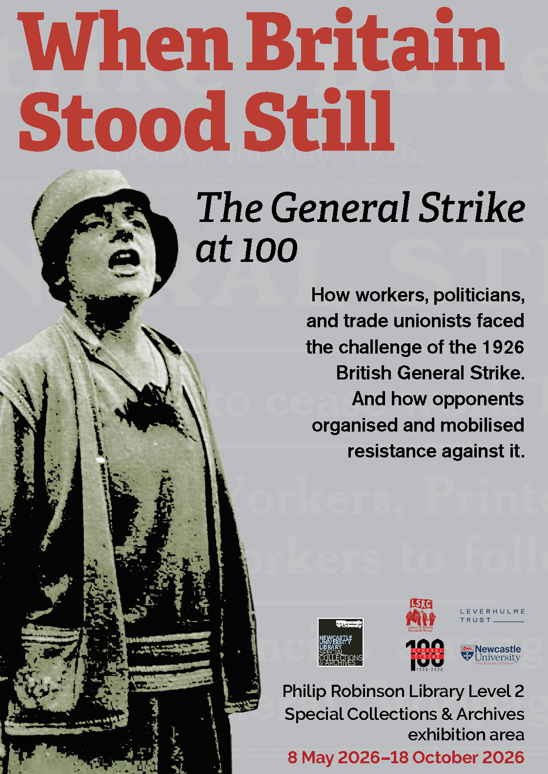 General Strike exhibition poster - When Britain Stood Still: The General Strike at 100