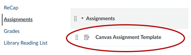 Assignment template in Canvas