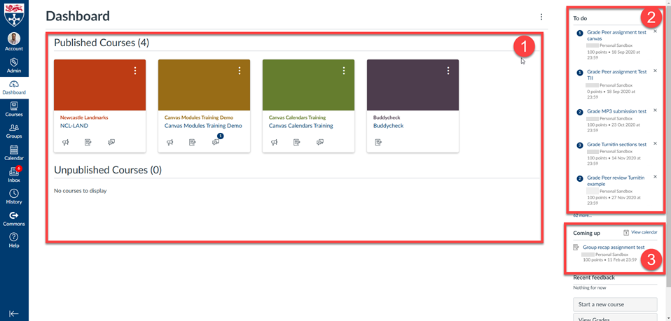 Screenshot of the Canvas Dashboard