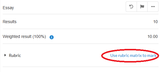 A screenshot of the rubric options in Inspera.