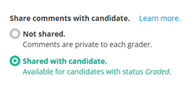 A screenshot of the Shared with candidate option within Inspera.