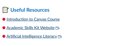 Image of Canvas Homepage Useful Links