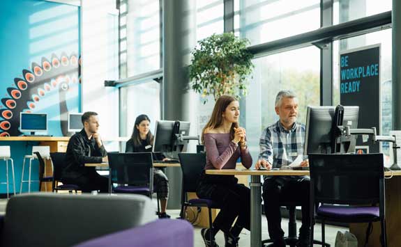 Students attending sessions at the Careers Service.