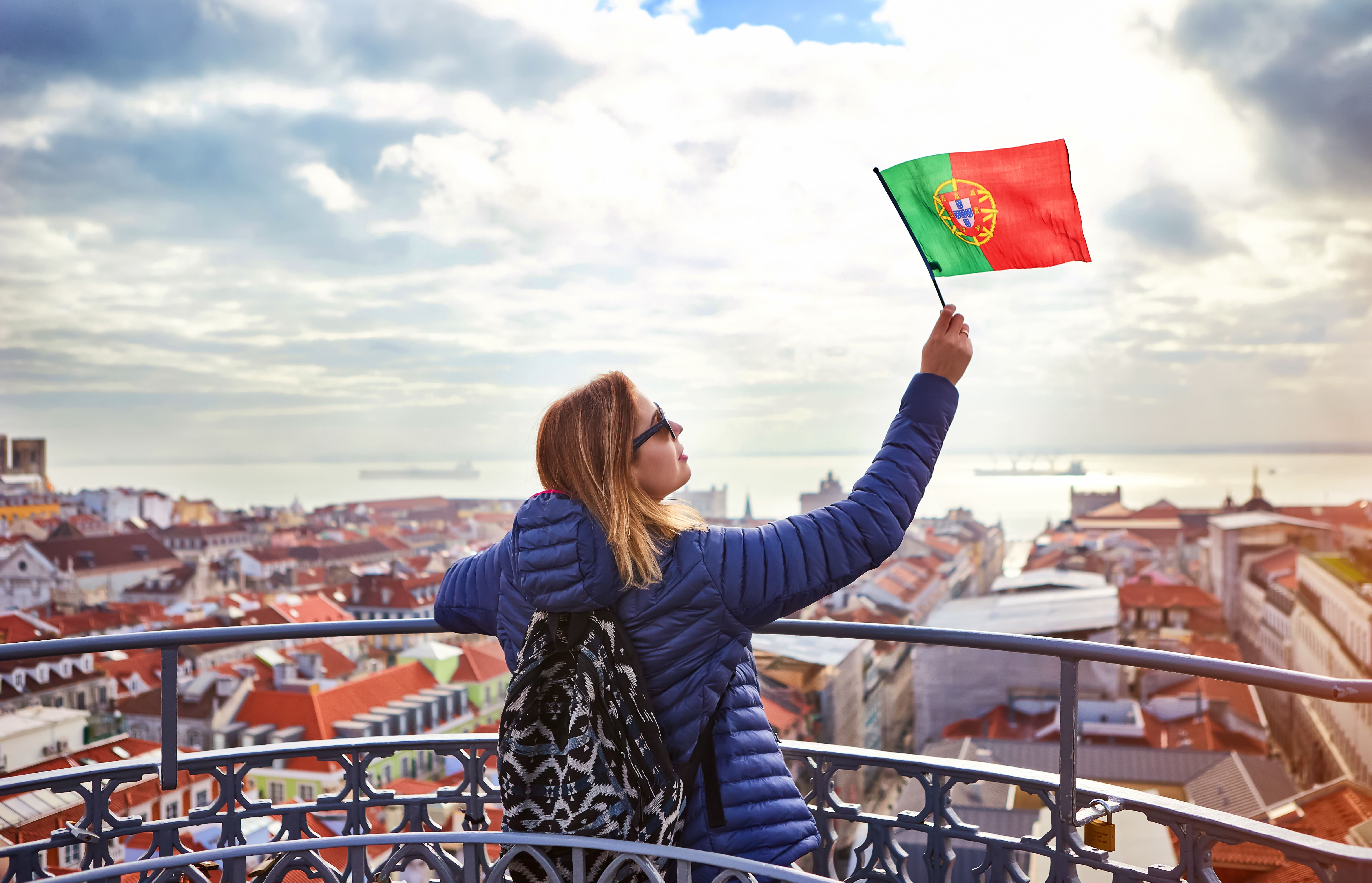 Woman with Portugal flag