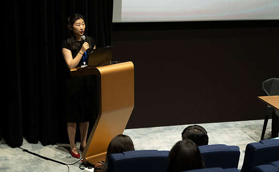 Presenter at a conference 