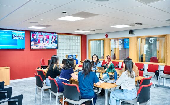 Students and staff in the Translation and Interpreting suite