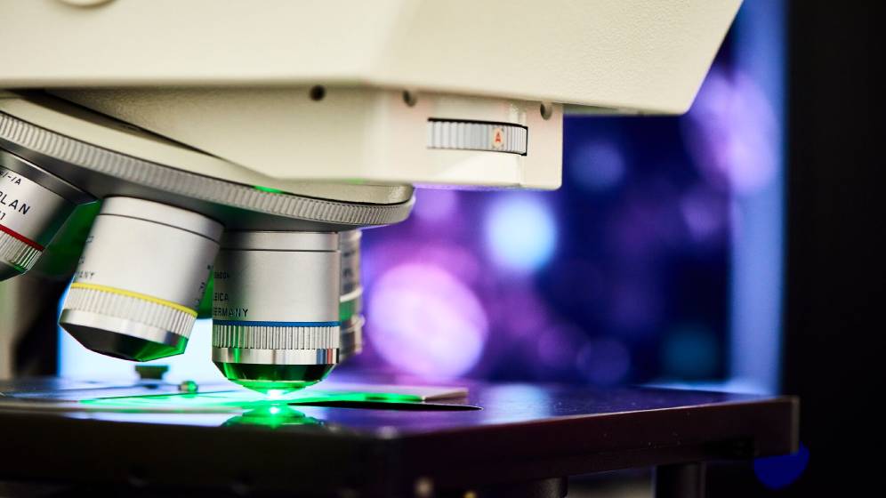 A close-up of a microscope.