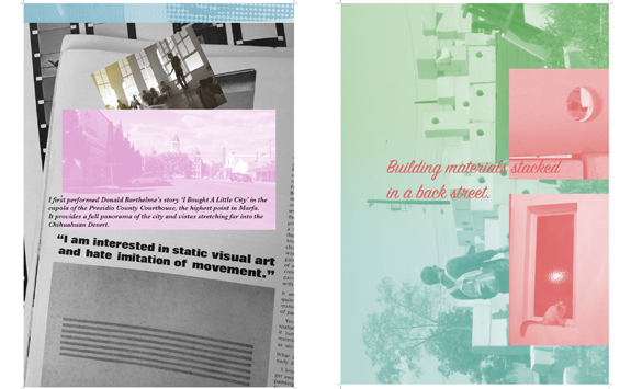 Two collage images with photographs and printed text