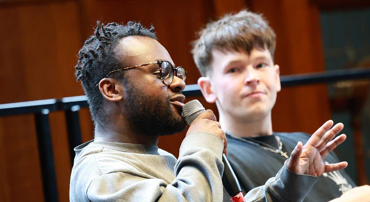 A Creative Cultures and Industries Management student speaks at a Futures in Music seminar