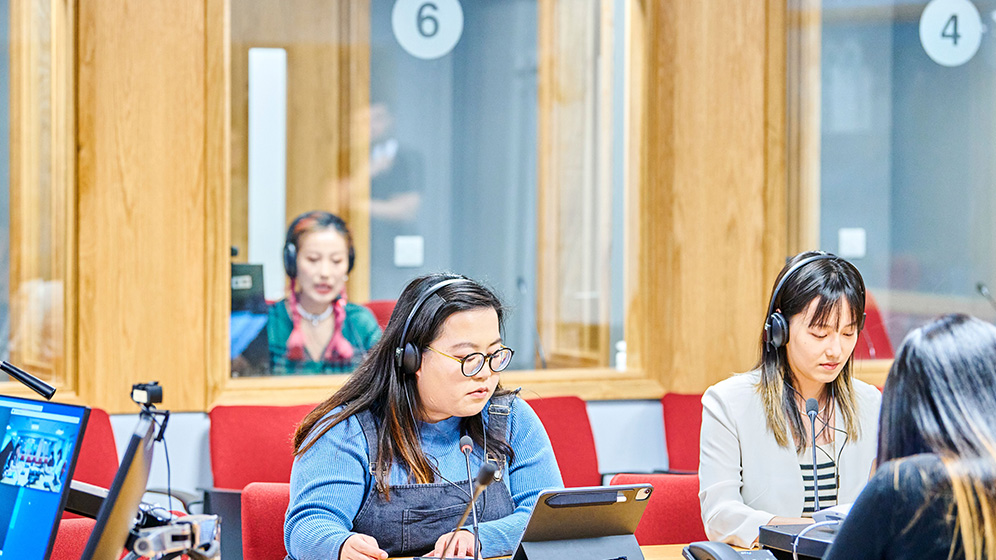 Students using translation and interpreting facilities