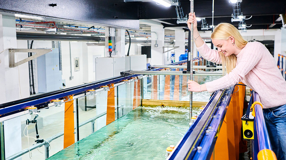 A student working in the Hydrodynamics laboratory.