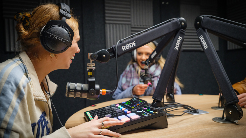 Students using our new podcasting facilities