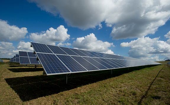 Solar panels in a field